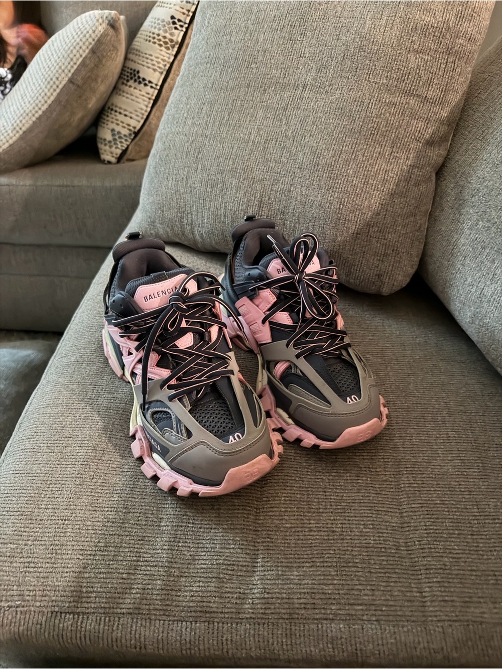 Balenciaga Pink and Gray Women's Trail Sneakers